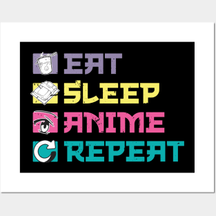 Eat Sleep Anime Repeat Kawaii Japan Otaku Girls Teenage Posters and Art